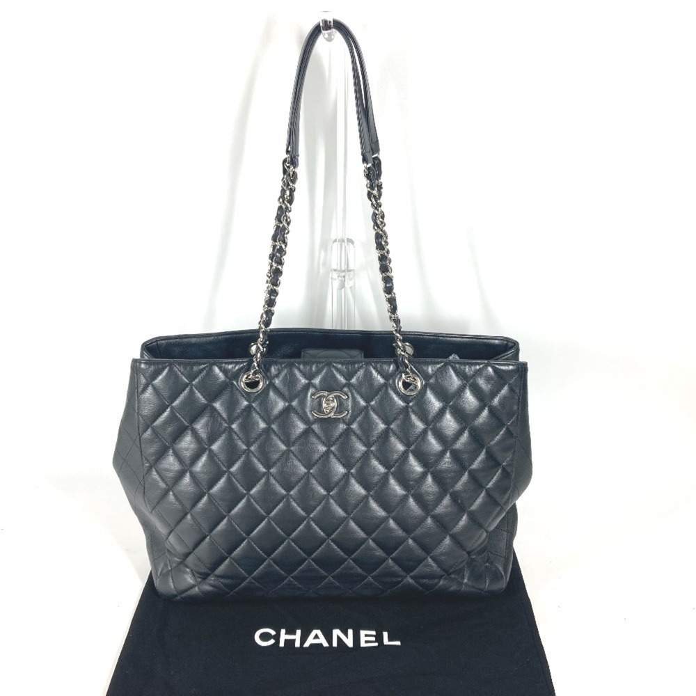 CHANEL A91046 CC Coco Mark Matelasse Quilted Tote Bag Shoulder Lambskin Men's...